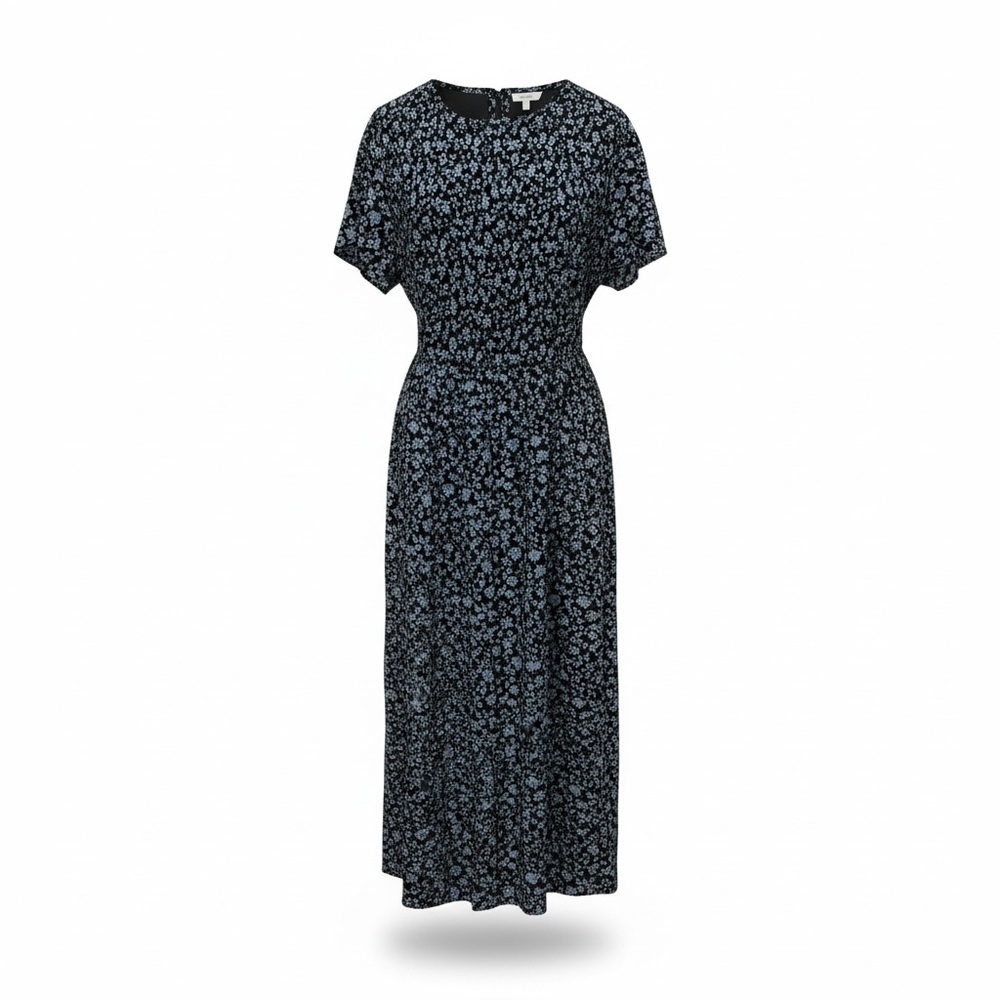 Coldwater Creek Black and Blue Floral Maxi Dress